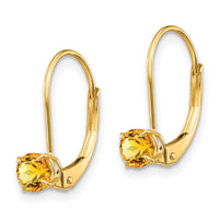 Load image into Gallery viewer, 14k 4mm Round November/Citrine Leverback Earrings
