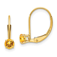 Load image into Gallery viewer, 14k 4mm Round November/Citrine Leverback Earrings
