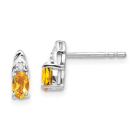Load image into Gallery viewer, 14k White Gold Citrine and Diamond Post Earrings
