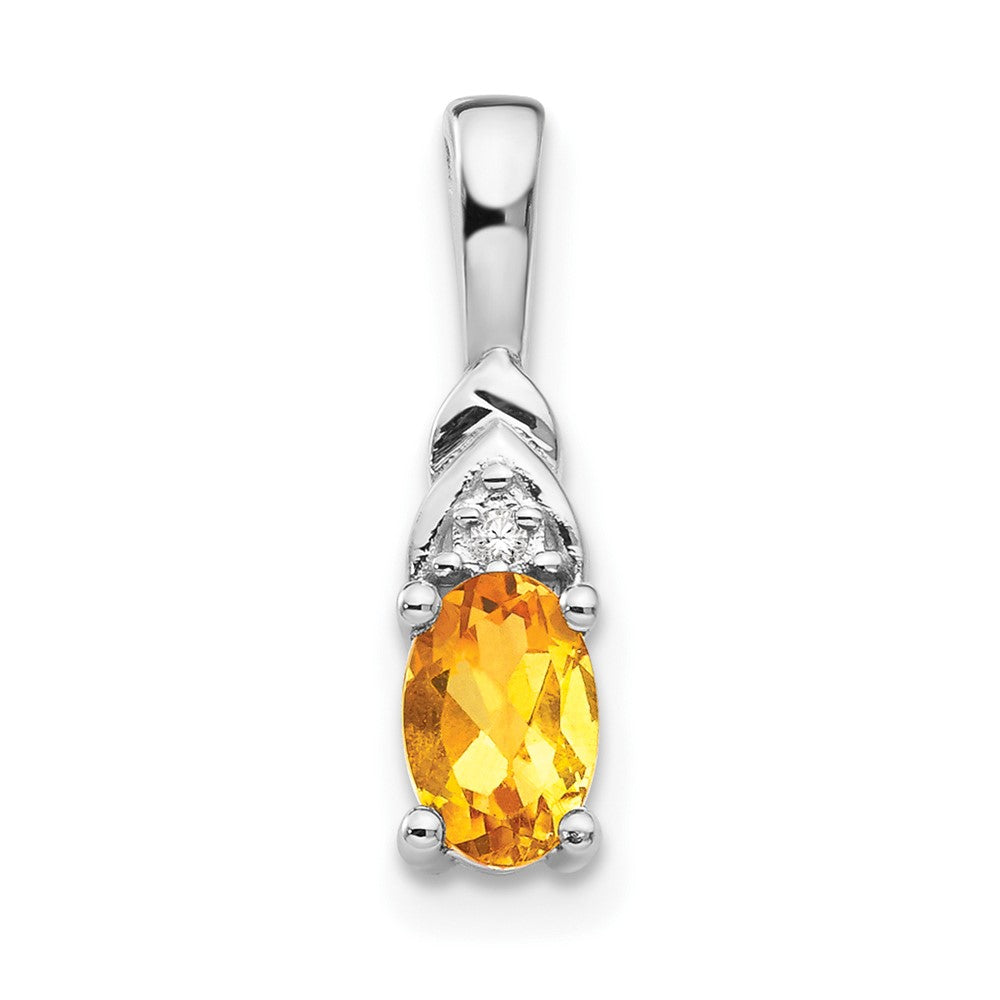 14k White Gold Citrine and Diamond Pendant
