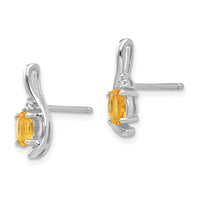 Load image into Gallery viewer, 14k White Gold Citrine and Diamond Post Earrings
