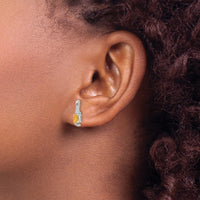 Load image into Gallery viewer, 14k White Gold Citrine and Diamond Post Earrings
