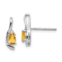 Load image into Gallery viewer, 14k White Gold Citrine and Diamond Post Earrings
