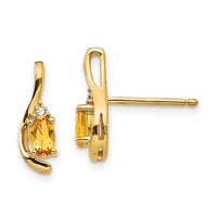 Load image into Gallery viewer, 14k Citrine and Diamond Post Earrings
