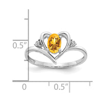 Load image into Gallery viewer, 14k White Gold Citrine and Diamond Heart Ring
