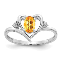 Load image into Gallery viewer, 14k White Gold Citrine and Diamond Heart Ring
