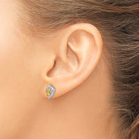 Load image into Gallery viewer, 14k White Gold Citrine and Diamond Heart Post Earrings
