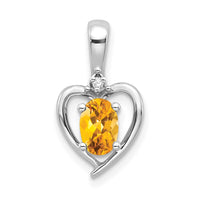 Load image into Gallery viewer, 14k White Gold Citrine and Diamond Heart Pendant

