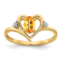 Load image into Gallery viewer, 14k Citrine and Diamond Heart Ring
