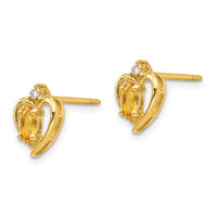 Load image into Gallery viewer, 14k Citrine and Diamond Heart Earrings
