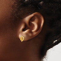 Load image into Gallery viewer, 14k Citrine and Diamond Heart Earrings
