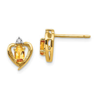 Load image into Gallery viewer, 14k Citrine and Diamond Heart Earrings
