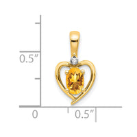 Load image into Gallery viewer, 14k Citrine and Diamond Heart Pendant
