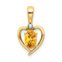 Load image into Gallery viewer, 14k Citrine and Diamond Heart Pendant
