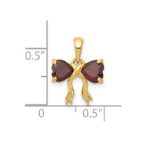 Load image into Gallery viewer, 14k Gold Polished Garnet Bow Pendant
