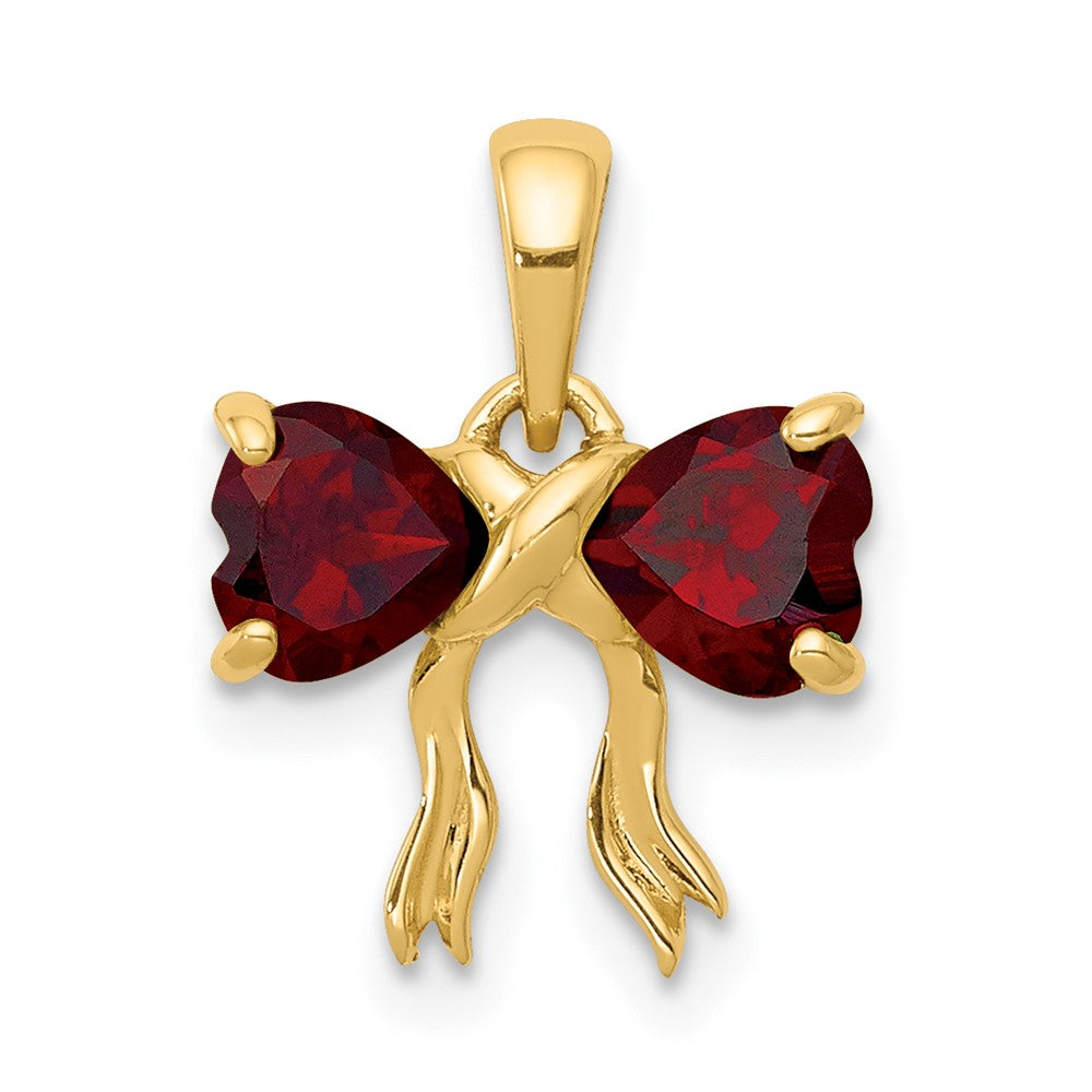 14k Gold Polished Garnet Bow Pendant