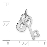 Load image into Gallery viewer, 14k White Gold Polished Moveable Lock and Heart Key Charm
