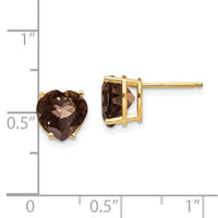 Load image into Gallery viewer, 14k 8mm Heart Smoky Quartz Earring
