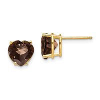 Load image into Gallery viewer, 14k 8mm Heart Smoky Quartz Earring
