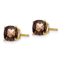 Load image into Gallery viewer, 14k 6mm Cushion Checker-Cut Smoky Quartz Earring
