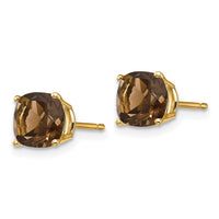 Load image into Gallery viewer, 14k 6mm Cushion Smoky Quartz Earring
