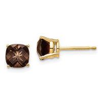 Load image into Gallery viewer, 14k 6mm Cushion Smoky Quartz Earring
