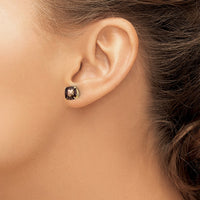 Load image into Gallery viewer, 14k 7mm Cushion Checker-Cut Smoky Quartz Earring
