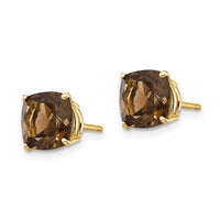 Load image into Gallery viewer, 14k 7mm Cushion Smoky Quartz Earring
