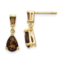 Load image into Gallery viewer, 14k Gold Smoky Quartz Post Earrings
