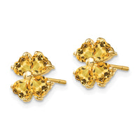 Load image into Gallery viewer, 14k Heart-shaped Citrine Flower Post Earrings
