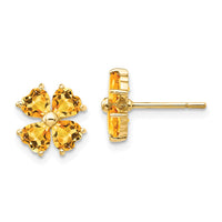 Load image into Gallery viewer, 14k Heart-shaped Citrine Flower Post Earrings

