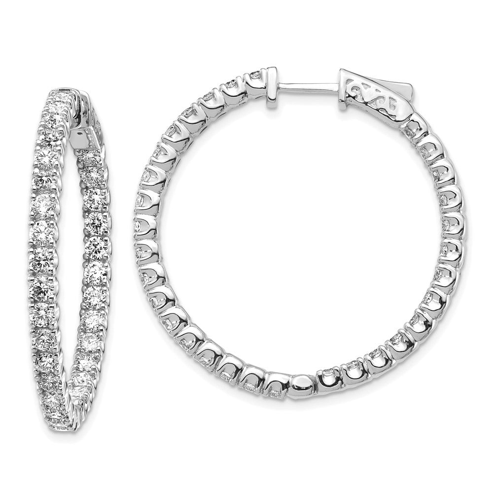 14k White Gold 3ct. 2.30mm G H I True Light Moissanite Hoop w/Safety Clasp