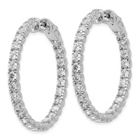 Load image into Gallery viewer, 14k White Gold Diamond Round Hoop w/Safety Clasp Earrings
