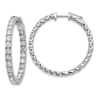 Load image into Gallery viewer, 14k White Gold Diamond Round Hoop w/Safety Clasp Earrings
