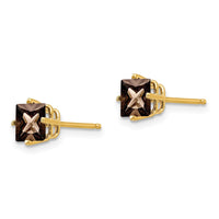 Load image into Gallery viewer, 14k 5mm Square Smoky Quartz Earrings
