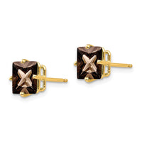 Load image into Gallery viewer, 14k 7mm Square Smoky Quartz Earrings
