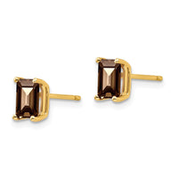 Load image into Gallery viewer, 14k 6x4 Emerald Smoky Quartz Earrings
