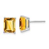 14k White Gold 9x7mm Emerald Cut Citrine Earrings