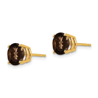 Load image into Gallery viewer, 14k 7mm Round Smoky Quartz Earrings
