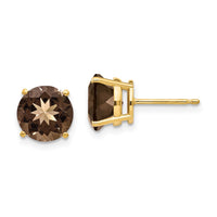 Load image into Gallery viewer, 14k 8mm Round Smoky Quartz Earrings
