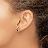 Load image into Gallery viewer, 14k 7x5 Pear Checker-Cut Smoky Quartz Earrings
