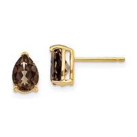 Load image into Gallery viewer, 14k 7x5 Pear Smoky Quartz Earrings
