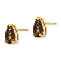 Load image into Gallery viewer, 14k 10x7 Pear Checker-Cut Smoky Quartz Earrings

