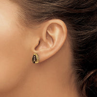 Load image into Gallery viewer, 14k 10x7 Pear Checker-Cut Smoky Quartz Earrings
