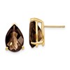 14k 12x8 Pear Checker-Cut Smoky Quartz Earrings