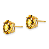 Load image into Gallery viewer, 14k 9x7mm Oval Citrine Checker Earrings
