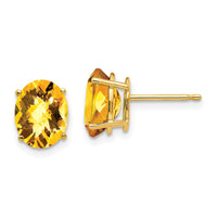 Load image into Gallery viewer, 14k 9x7mm Oval Citrine Checker Earrings
