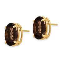 Load image into Gallery viewer, 14k 14x10 Oval Smoky Quartz Earrings
