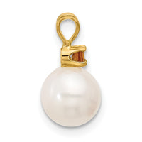 Load image into Gallery viewer, 14k 7-7.5mm White Round Freshwater Cultured Pearl and .07CI Citrine Pendant
