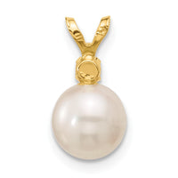 Load image into Gallery viewer, 14k 7-7.5mm White Round Freshwater Cultured Pearl and .07CI Citrine Pendant
